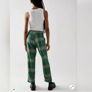 Free People Green Plaid Trousers